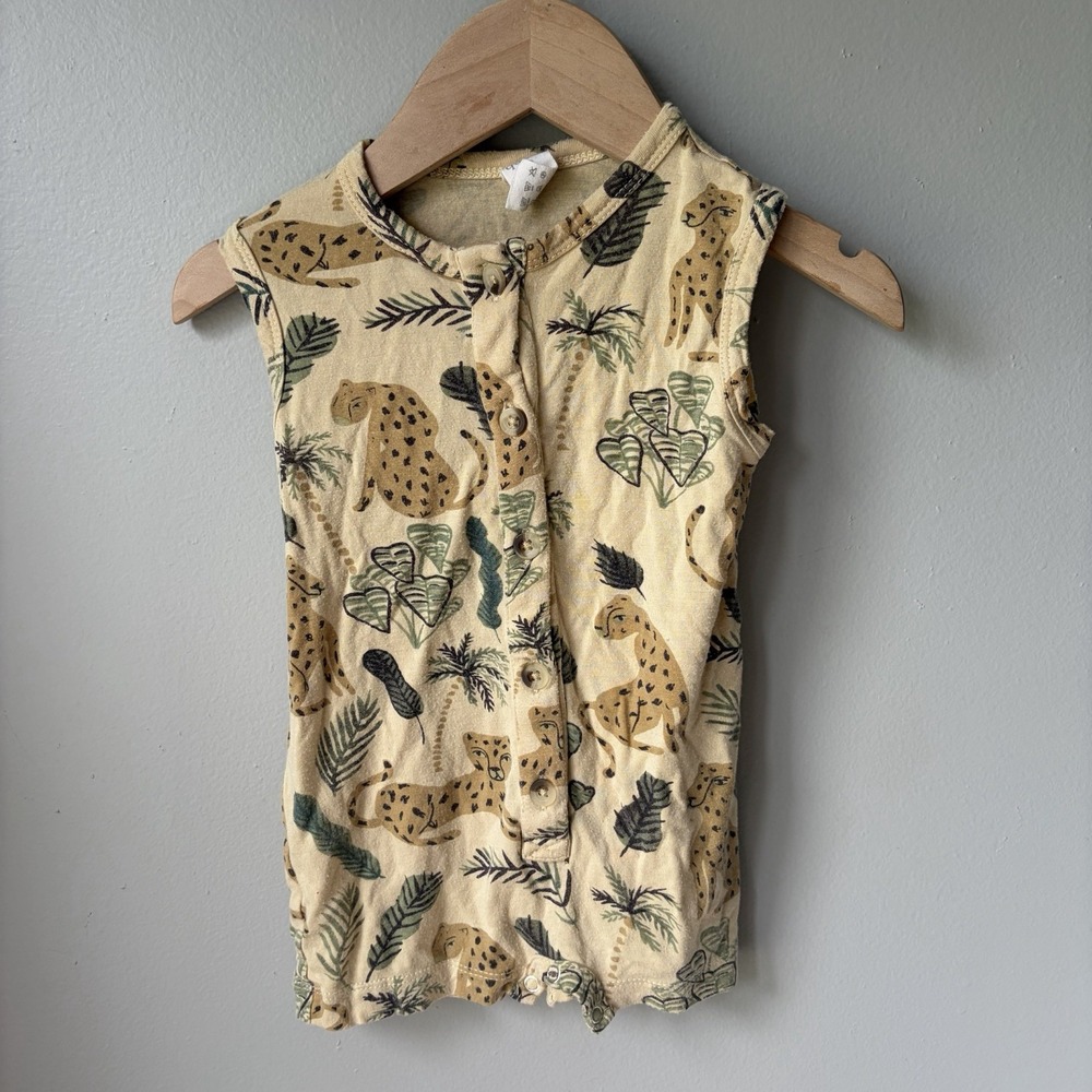 Kate Quinn Bamboo Romper Baby Unisex Size 3-6 Months Cheetah Nature Boho